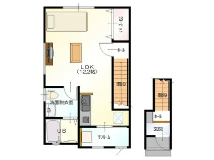 D-BOX保古(ワンルーム/2階)の間取り写真