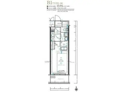 ディアレイシャス名古屋太閤通IV(1K/12階)の間取り写真