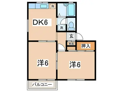 コーポみやじま(2DK/2階)の間取り写真