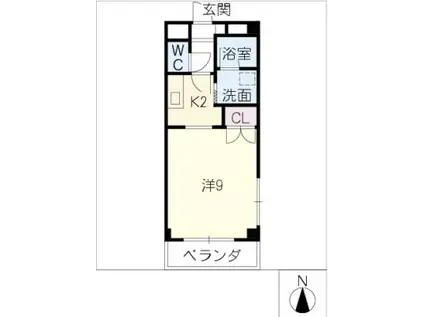 メゾンドクレール(1K/3階)の間取り写真