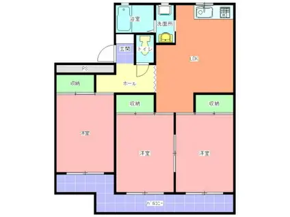 新原マンション(3LDK/1階)の間取り写真