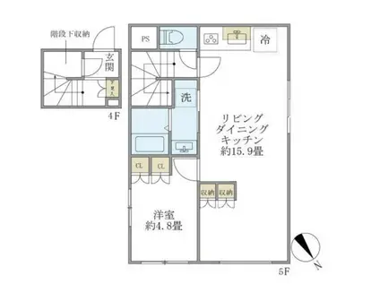 プラティーク清澄庭園(1LDK/4階)の間取り写真