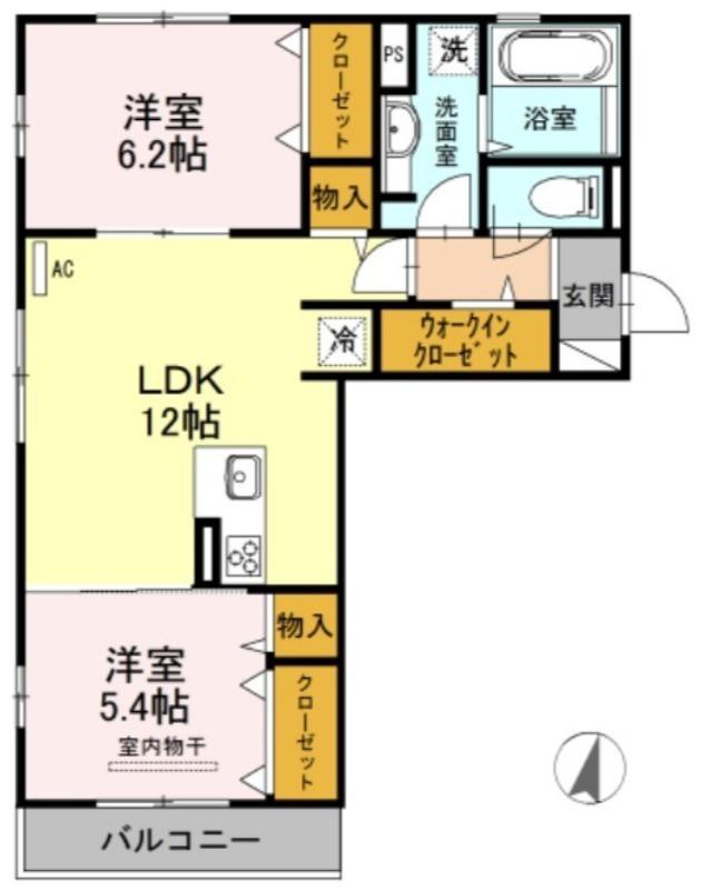 リエスト I棟(2LDK/2階)の間取り写真