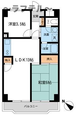 入間市駅前ビル(2LDK/8階)の間取り写真