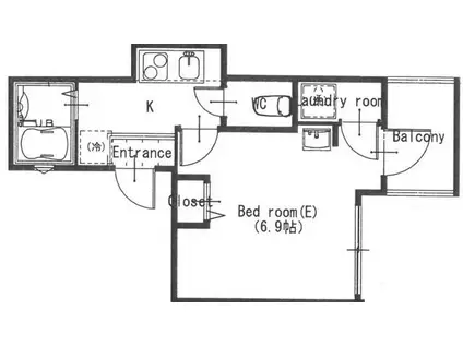 プレミアムコート中丸・東白楽(1K/2階)の間取り写真