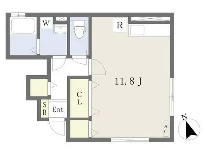 セジュール富貴(ワンルーム/1階)の間取り写真