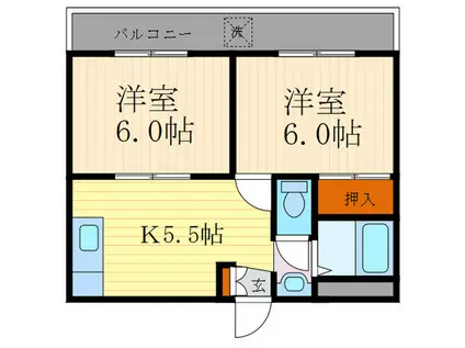 フラッツ東向日(2K/3階)の間取り写真