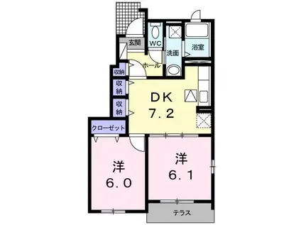 リバーサイド西浜A(2DK/1階)の間取り写真
