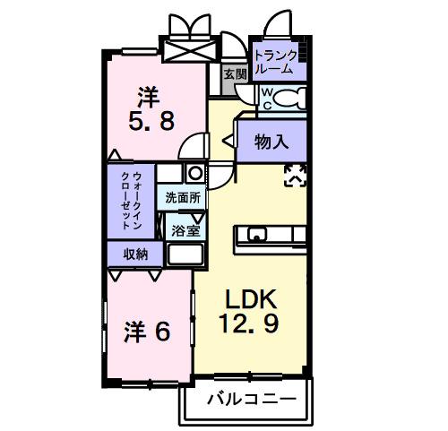 イーストガーデン(2LDK/1階)の間取り写真