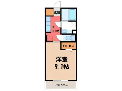 サントリーニ(1K/1階)の間取り写真