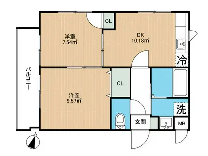 ル・シャトン(2DK/3階)の間取り写真