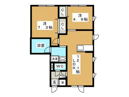 ドリームハウス南佃(2LDK/1階)の間取り写真