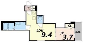 HABITASION京口(1LDK/2階)の間取り写真