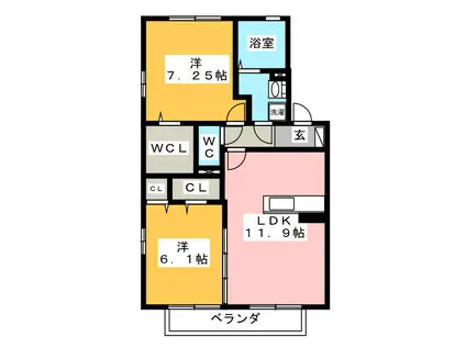 リビングタウン富士A(2LDK/2階)の間取り写真