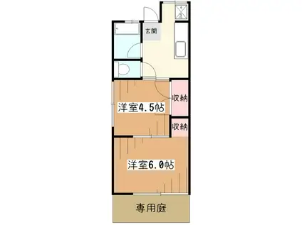 シティハイム東和(2K/1階)の間取り写真