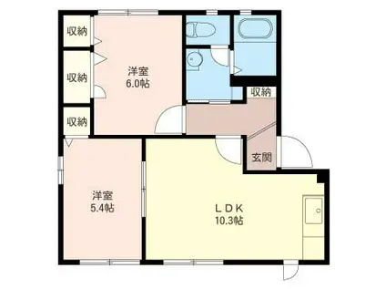 グランドルフE(2LDK/2階)の間取り写真