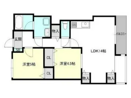 シャルムヒメゴー(2LDK/9階)の間取り写真