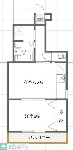 サングレース千歳台(1DK/4階)の間取り写真