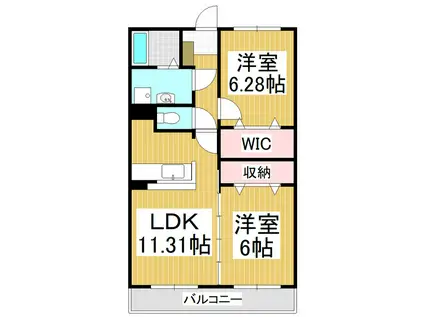 ヘスティア穂高二番館(2LDK/2階)の間取り写真