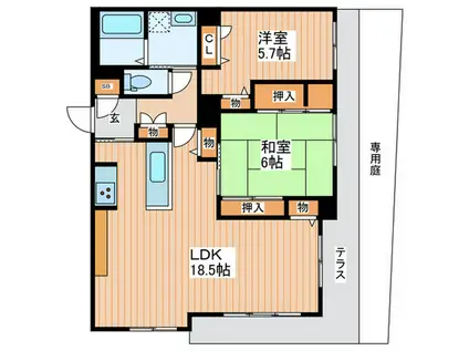 SHA MAISON FOYER(2LDK/1階)の間取り写真