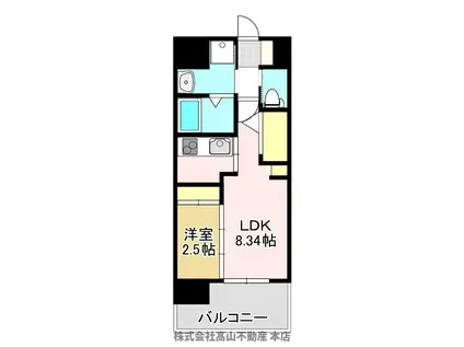 ロイヤルタワー宗像中央(1LDK/4階)の間取り写真