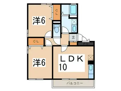 サンフルさがみ野A(2LDK/2階)の間取り写真