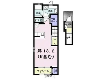 アクシアA(ワンルーム/2階)の間取り写真