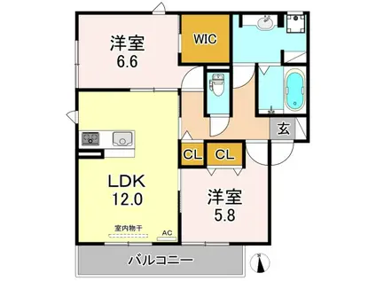 ルミエール(2LDK/1階)の間取り写真