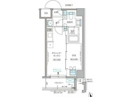 パークアクシス文京本郷(1DK/2階)の間取り写真