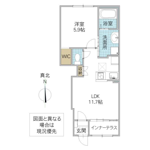 ハレレア(1LDK/1階)の間取り写真