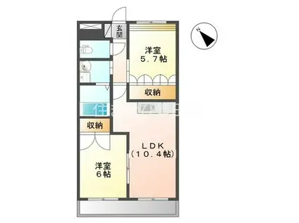 ベルグラース(2LDK/2階)の間取り写真