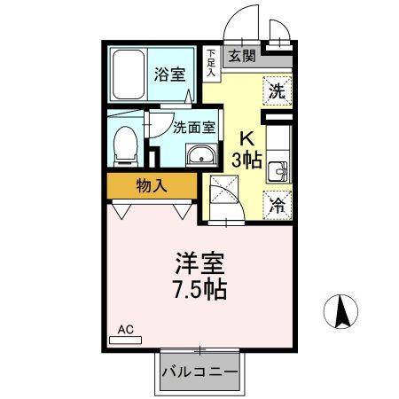 サンテラスPIXY(1K/1階)の間取り写真
