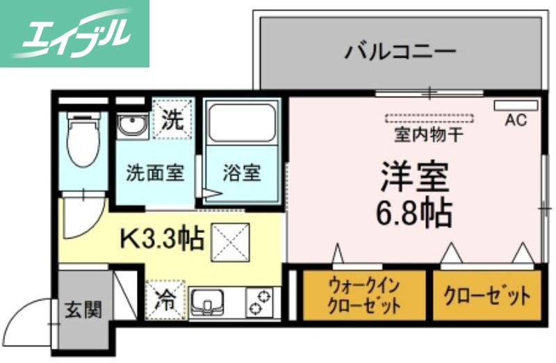 アルシオネ岡山駅西(1K/1階)の間取り写真