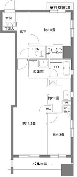 カスタリア人形町(1SLDK/4階)の間取り写真