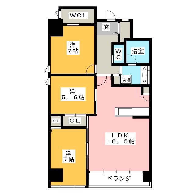 THE RESIDENCE M・KANOU(3LDK/7階)の間取り写真