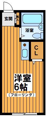 アスペンハイム(ワンルーム/1階)の間取り写真
