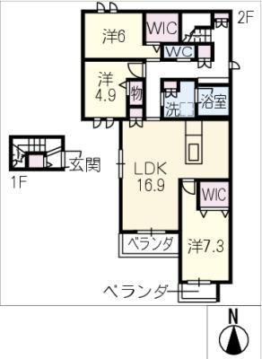 グリーンタウン赤坂(3LDK/2階)の間取り写真