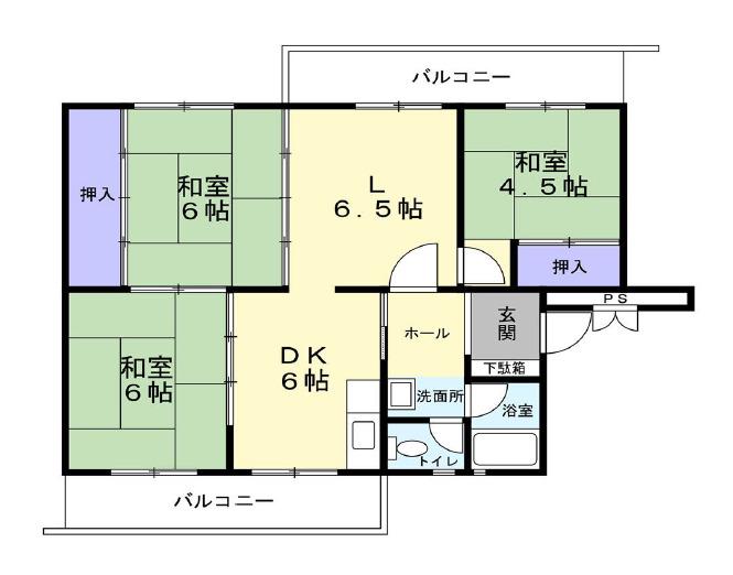 フラワリータウン生駒D棟(3LDK/3階)の間取り写真