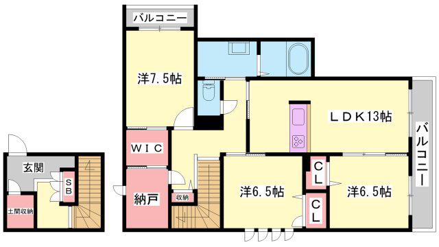 シャーメゾン ミリアン(3SLDK/2階)の間取り写真