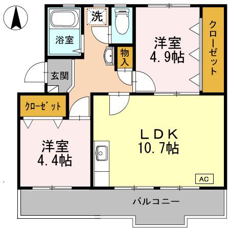 ロイヤルマンション1号棟(2LDK/2階)の間取り写真