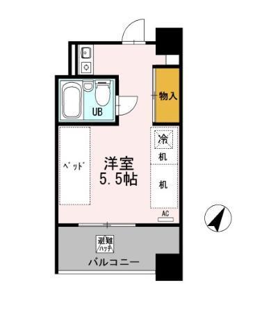 東京学生会館(ワンルーム/5階)の間取り写真