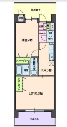 ラ・フォンテーヌ(1LDK/4階)の間取り写真