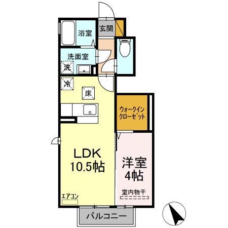 ボヌールヴィー(1LDK/1階)の間取り写真