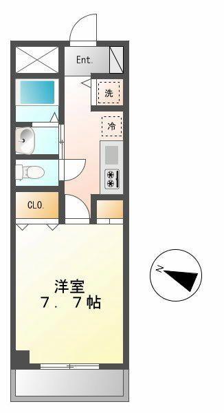 ラークガーデンズナゴヤ(1K/2階)の間取り写真