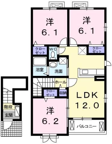 パークアクシス オストA(3LDK/2階)の間取り写真
