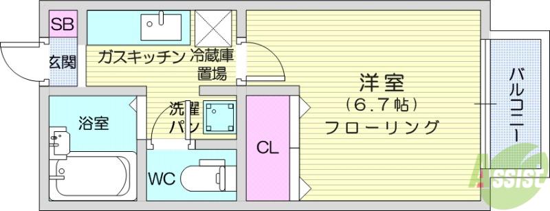 ディアス・ヤマト(1K/2階)の間取り写真