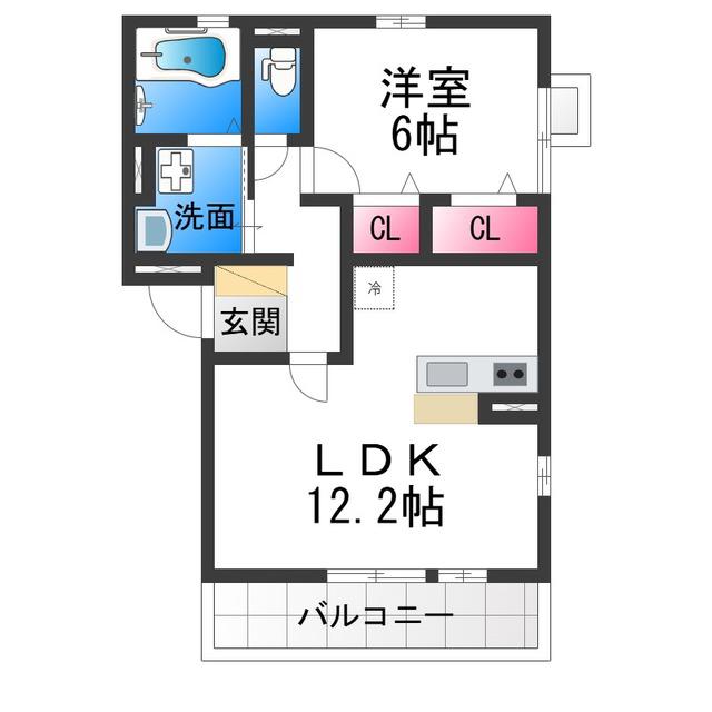 リヴィエール諏訪森(1LDK/2階)の間取り写真