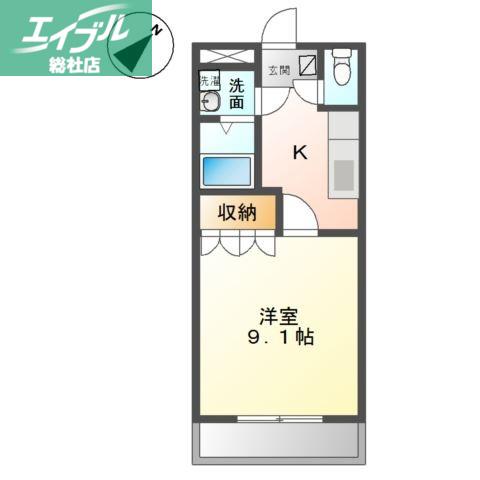 メゾン羽島(1K/1階)の間取り写真
