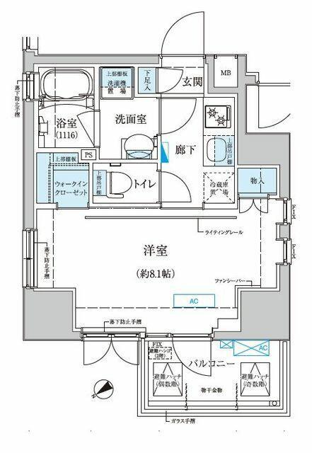 ベルシード門前仲町(1K/2階)の間取り写真