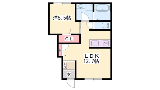 メイプルハイムA棟(1LDK/2階)の間取り写真